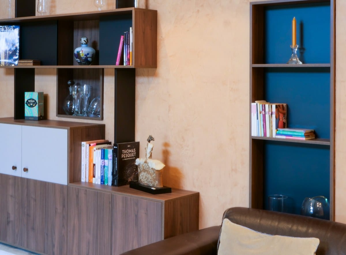 Bibliothèque sur mesure dans un séjour cathédrale